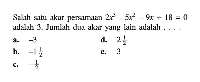 Tentukan salah satu akar dari persamaan tak linear f(x) = x3 - 3x pangkat 2 - 0,5 dengan metode biseksi . Jika diketahui nilai awal a = 0 dan b = 3,5...